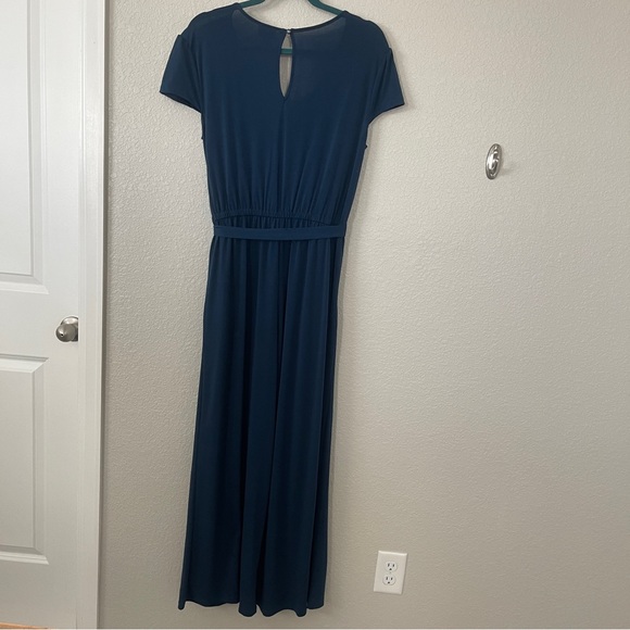 Lularoe Karen Baltic Blue jumpsuit. V neck. Detachable belt. Size small. - Picture 4 of 6